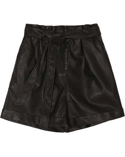 FRNCH Faux Leather Belted Shorts In Black At Nordstrom Rack