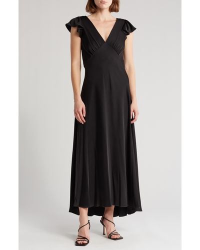 Calvin Klein Flutter Sleeve Maxi Dress - Black