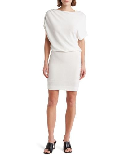 Go Couture Short Sleeve Sweater Dress - White