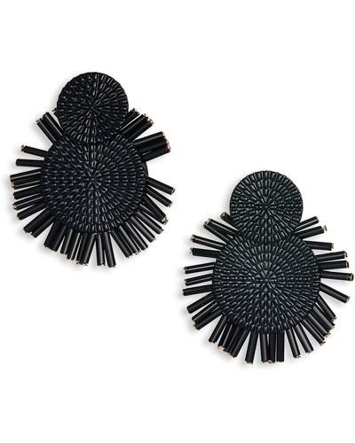 BaubleBar Textured Circle Drop Earrings - Black