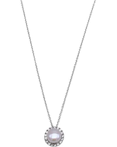 Adornia Floating Freshwater Pearl & Cz Halo Necklace - Blue