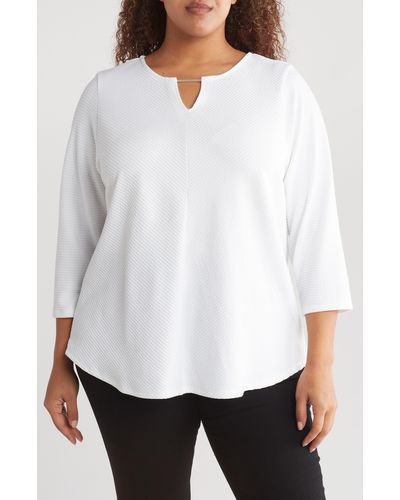 Ruby Rd. Cable Stripe Top - White