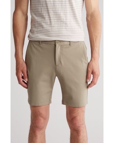 Bugatchi Flat Front Bermuda Shorts - Natural