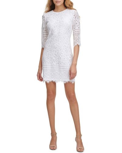 Kensie Lace Sheath Dress - White