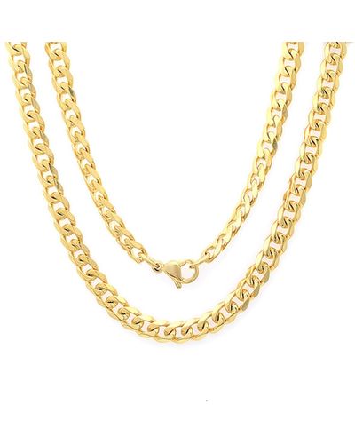 HMY Jewelry Stainless Steel Chain Link Necklace - Metallic