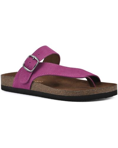 White Mountain Carly Leather Footbed Sandal - Purple