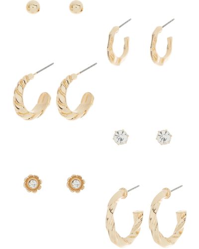 Melrose and Market Set Of 6 Assorted Stud & Hoop Earrings - White