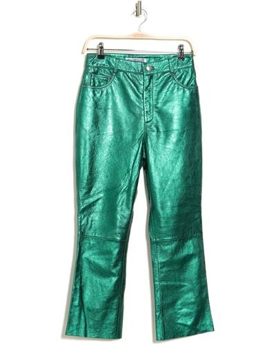 Walter Baker Selma Cropped Flare Leather Pants - Green