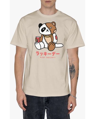 Riot Society Sugee Panda Teddy Graphic T-shirt - Natural