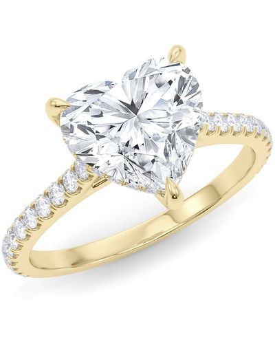 HauteCarat 18k White Gold Heart Cut Lab Created Diamond Engagement Ring
