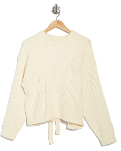 Vigoss Tie-back Cable Sweater In Cream At Nordstrom Rack - Natural