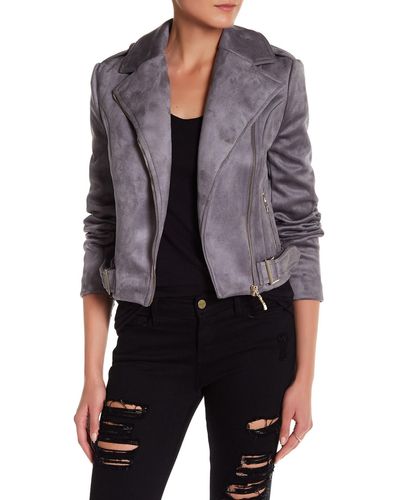 Romeo and Juliet Couture Suede Jacket - Gray
