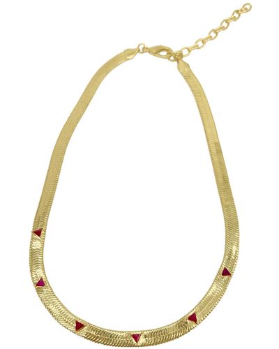 Adornia Fine Ruby Trillion Herringbone Chain Necklace - Metallic