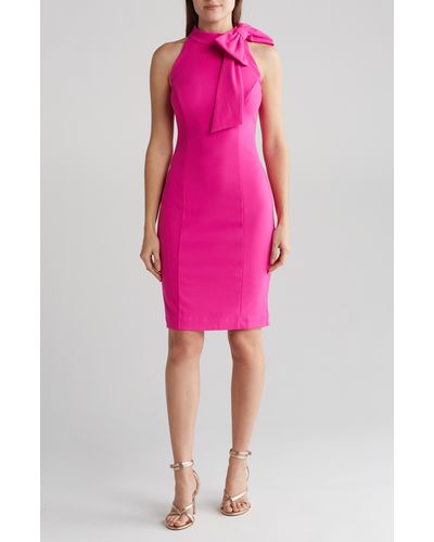 Eliza J Neck Tie Sleeveless Dress - Pink