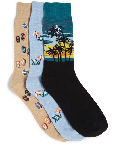 Original Penguin 3-pack Beach Day Crew Socks - Blue
