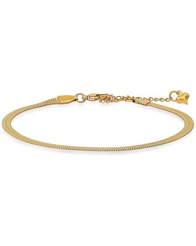 HMY Jewelry 18k Gold Plated Stainless Steel Snake Chain Anklet - Yellow