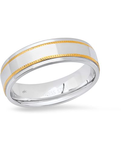 HMY Jewelry Two-tone Band Ring - White