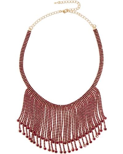 Tasha Crystal Fringe Collar Necklace - Red
