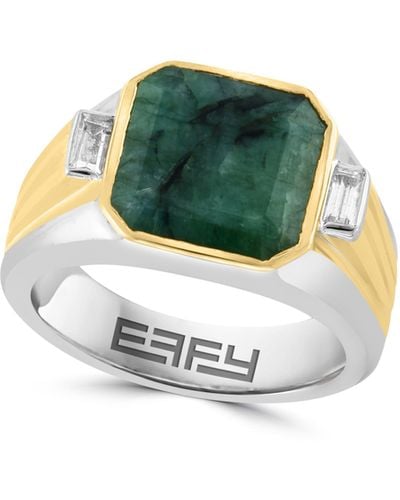 Effy Sterling Silver Emerald & White Sapphire Ring - Green