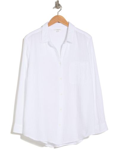 Beach Lunch Lounge Alessia Cotton Gauze Button-up Shirt - White