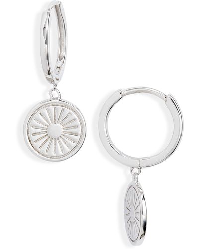 THE KNOTTY ONES Coin huggie Hoop Earrings - White