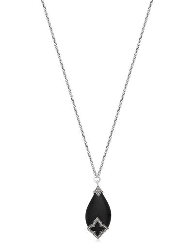 Lois Hill Sterling Silver Black Onyx & Brown Diamond Teardrop Pendant Necklace - Multicolor