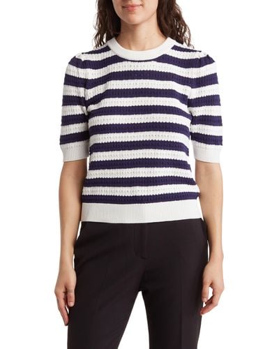 Truth Stripe Pointelle Sweater - Blue