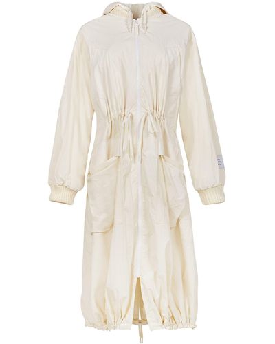 Sweaty Betty Halle Berry X Karla Water Resistant Long Hooded Jacket In Vanilla White At Nordstrom Rack