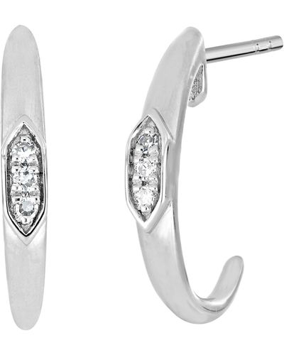 CARRIERE JEWELRY Sterling Silver Diamond Hoop Earrings - Metallic