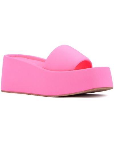 Olivia Miller Uproar Platform Slide Sandal - Pink