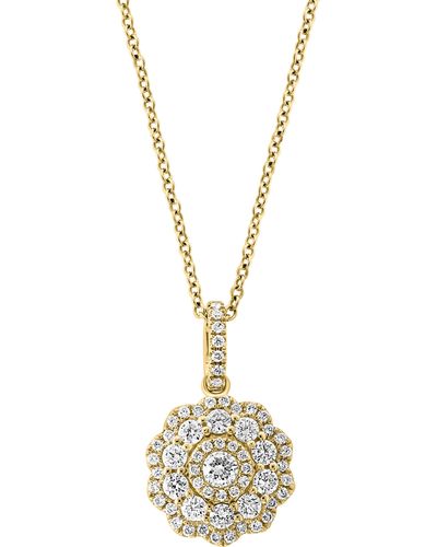 Effy 14k Yellow Gold Pavé Diamond Medallion Pendant Necklace - Metallic