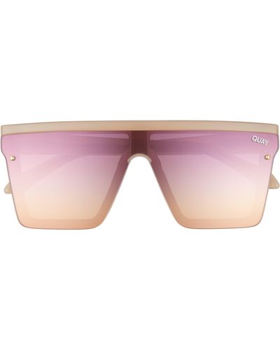Quay Hindsight 67mm Shield Sunglasses - Pink