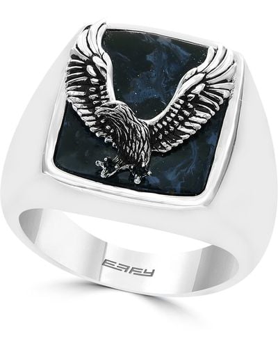 Effy Sterling Silver Pietersite Eagle Signet Ring - Blue