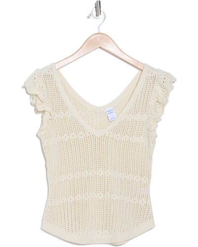 Melrose and Market Open Stitch Ruffle Sweater - Natural