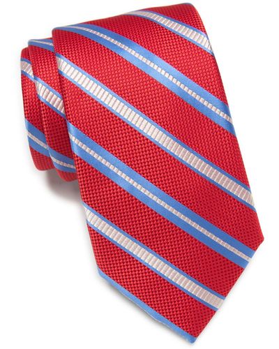 Nordstrom Solow Stripe Silk Blend Tie - Red