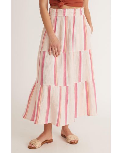 Marine Layer Corinne Stripe Cotton Gauze Maxi Skirt - Pink