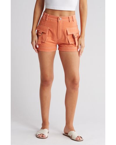 Vici Collection Malaya Cotton Twill Cargo Shorts - Orange