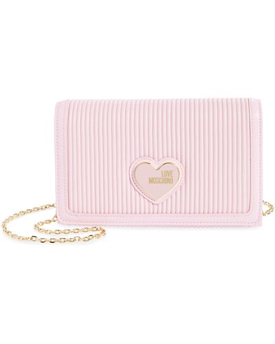 Love Moschino Rib Heart Logo Satchel Bag - Pink