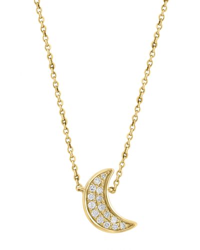 Effy Yellow Gold Plated Sterling Silver Diamond Moon Necklace - Metallic