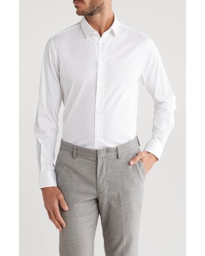 Class Roberto Cavalli Slim Fit Textured Dress Shirt - Gray