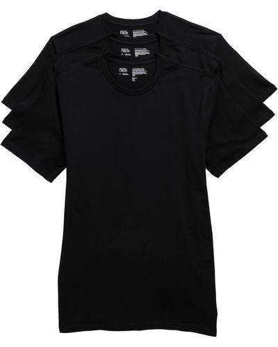 Nordstrom Pack Of 3 Stretch Cotton Regular Fit Crewneck Undershirts - Black