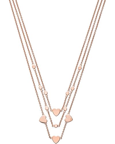 Emporio Armani Heart Layered Necklace - Metallic
