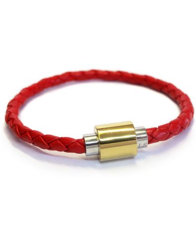 Liza Schwartz Stainless Steel & Leather Bracelet - Red