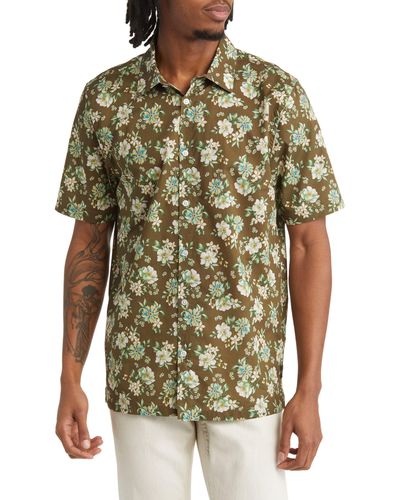 Good Man Brand Big On-point Short Sleeve Organic Cotton Button-up Shirt - Green