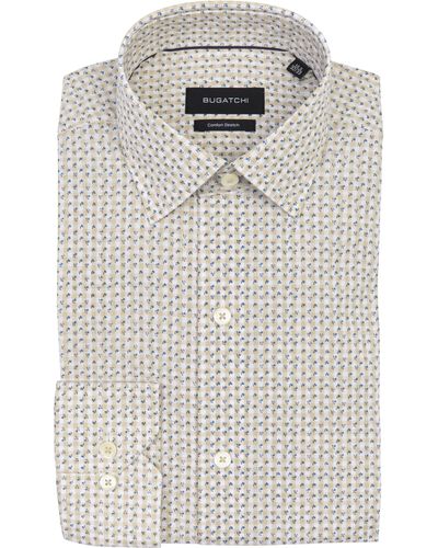 Bugatchi Floral Check Comfort Stretch Dress Shirt In Clay At Nordstrom Rack - Natural