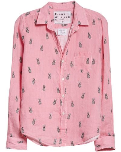 Frank & Eileen Barry Woven Linen Button-up Shirt - Pink