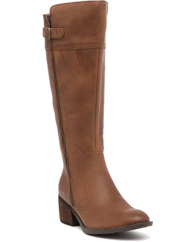 Born Fannar Wide Calf Leather Knee High Boot - Brown