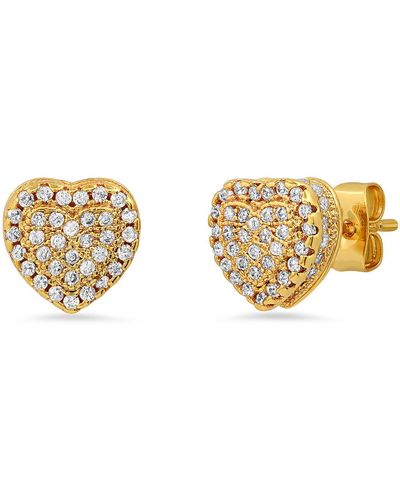 HMY Jewelry Simulated Diamond Heart Stud Earrings - Yellow