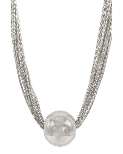 Adornia Mutli Strand Ball Necklace - White