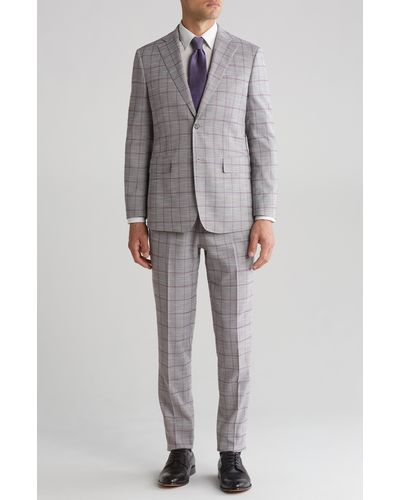 English Laundry Plaid Trim Fit Two-piece Suit - Gray